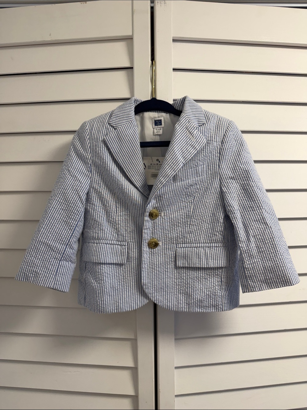 NWT Janie and Jack Seersucker Blazer 12-18M Baby Boy Blue Stripe Suit Jacket